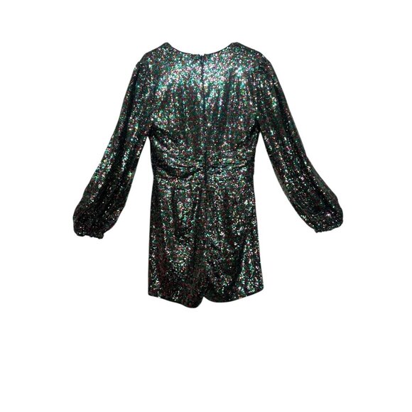 Gabrielle Union Rainbow Sequins Romper Dress Women Medium Ballon Sleeve New Year - Picture 3 of 16